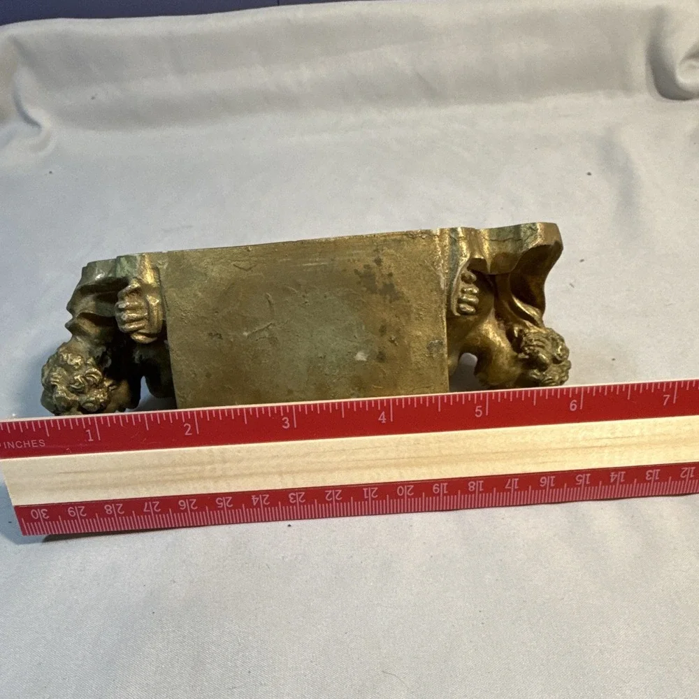 Gold Tone Metal Cherub Angel Wall Shelf Bracket Decor 3D Rococo 6.5in